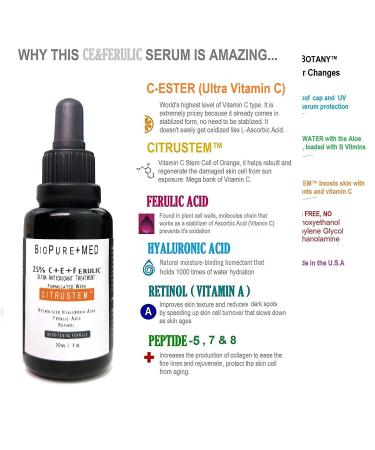 BioPureMED 25% Vitamin C Serum with Ferulic Acid & Tripeptide-5 | Anti-Wrinkle Face Moisturizer - Best Korean Organic Formula (2 Pack - Buy Online on SooperMarket.com
