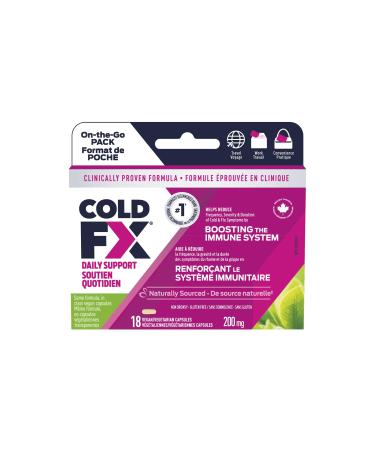 COLD-FX Daily Support Ginseng Extract Reduce Chance Cold and Flu Support Immune System - 18 Vegan Capsules