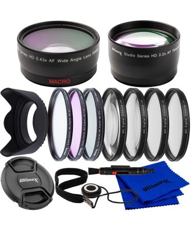 Ultimaxx 55MM Complete Lens Filter Accessory Kit with 55MM 2.2X Telephoto.43x Wide Angle/Macro Lenses, and More Designed for Nikon D3400 D3500 D5500 D5600 Camera with Nikon AF-P DX 18-55mm Lens