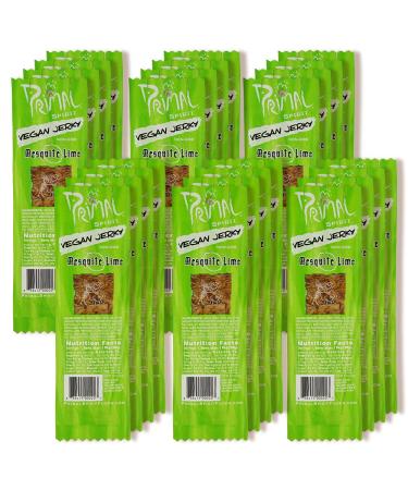 Primal Spirit Vegan Jerky – “Classic Flavor” – Mesquite Lime, 10 g. Plant Based Protein, Certified Non-GMO, No Preservatives, Sports Friendly Packaging (24 Pack, 1 oz) Mesquite Lime 1 Ounce (Pack of 24)