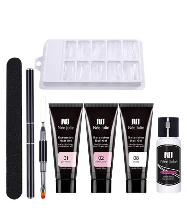 Poly nail gel set gel nail nail extension with 3x extension adhesive 1 nail scraper 1 x double slide 1 x set of artificial nails unit size # 07