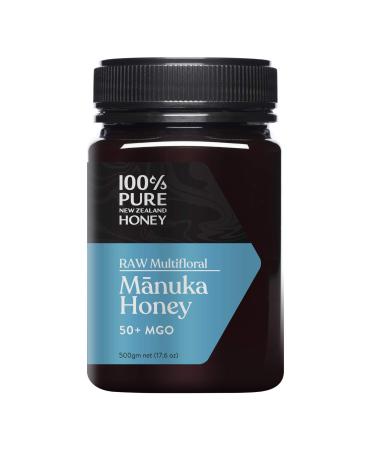 100% Pure New Zealand MGO 50+ Multifloral Manuka Honey, Raw Manuka Honey, 17.6 Ounce (500g) (Pack of 1) 17.6 Ounce (Pack of 1)