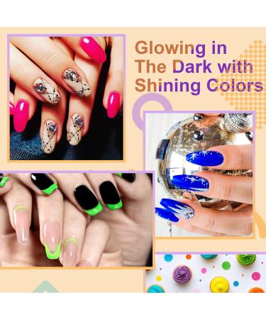23pcs Glow in the Dark Gel Nail Polish Set with Base, Glossy & Matte Top Coat - Neon Mint, Red, White, Black DIY Gel Kit - Christmas Gift - Buy Online on SooperMarket.com