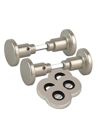 Bigdean 2x aluminum door knob room door button button presser Neusilber -colored including 4 rosettes button presser + rosettes (2 + 4 pieces) Neusilber