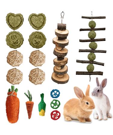 Molbory 16 pieces of rabbits Toys rabbit accessories with apple sticks Timothy hay sticks small animals molar dental care for hamsters guinea pig parrot