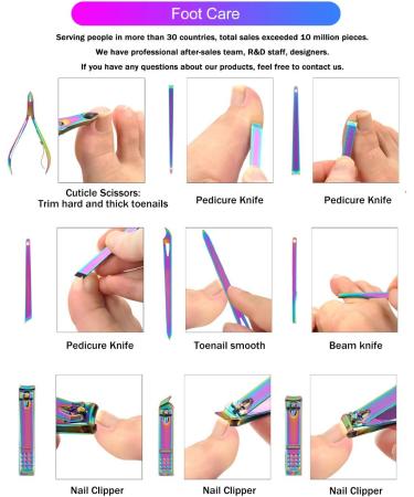 SFYDOM Rainbow Manicure Set - 18 Piece Nail Clippers for Women Gift - Buy Online on SooperMarket.com