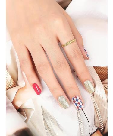 Kalolary Gel Nail Polish Strips Nail Gel Art Sticker Waterproof Full Nail Wraps Decal Sets with Scissors Nail File and Stick for Women Girls Nail Art Decor (UV/LED Lamp Required)-10 - Buy Online on SooperMarket.com