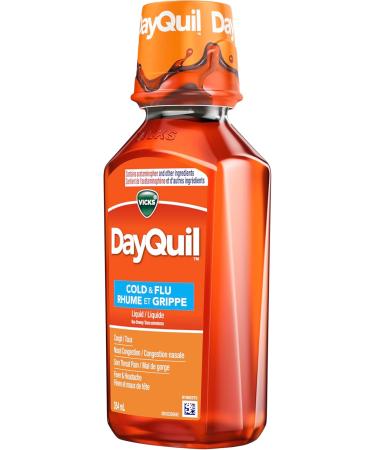 Vicks DayQuil Cold and Flu Medicine Cough Suppressant Nasal Decongestant Pain Reliever Fever Reducer Non-Drowsy Formula 354ml 354 ml (Pack of 1) - Buy Online on SooperMarket.com