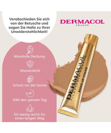 Dermacol Full Coverage Foundation - Waterproof Matte Makeup with SPF 30 for Oily Skin & Acne Long-Lasting 30g - Color 223 - Buy Online on SooperMarket.com