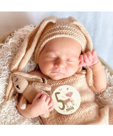 12 Pieces Baby Monthly Milestone Cards Wooden Baby Milestone Sign Baby Gift Sets First Year Growth Cards Newborn Photo Card Props Baby Birth Announcements French - Buy Online on SooperMarket.com