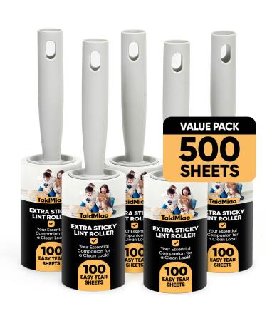 Lint Roller 500 Sheets Lint Rollers For Pet Hair Extra Sticky TaidMiao Mega Value Set Lint Rollers With 5 Upgraded Handles Lint Roller For Clothes/Furniture/Couch/Carpet Heavy Duty Pet Hair Roller