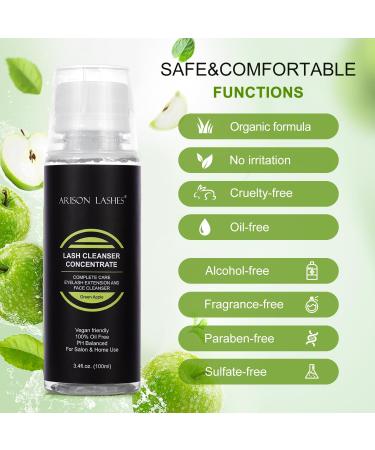 Eyelashes Cleaner Concentrate 100ml - Foam Shampoo for Extensions & Natural Lashes | Paraben & Sulfate Free | Makeup Remover for Salon & Home Use (Apple) - Buy Online on SooperMarket.com
