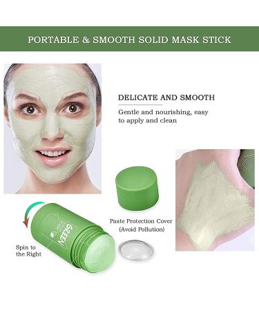2PCs Green Tea Clay Mask Stick - Oil Control Acne Clearing & Blackhead Remover - Moisturizing Green Tea + Aubergine Formula for Flawless Skin - Buy Online on SooperMarket.com