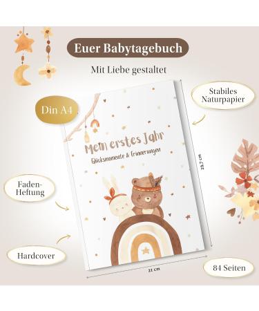 Eulentaler Baby Diary (Boho) | 1st Year Memory Book | Educator-Designed A4 Album for Cherished Moments - Buy Online on SooperMarket.com