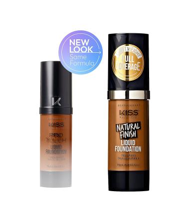 Kiss New York Professional Liquid Foundation - Natural Finish, Hydrating Formula, Medium to Full Coverage, Green Tea Extract - Cappuccino - Buy Online on SooperMarket.com