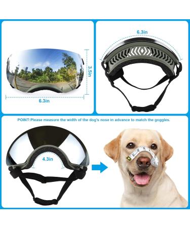 Ownpets Large Dog UV Sunglasses with 2 Magnetic Lenses - Windproof, Snowproof, and Protective Goggles for Long Snout Dogs - Green Frame - Buy Online on SooperMarket.com
