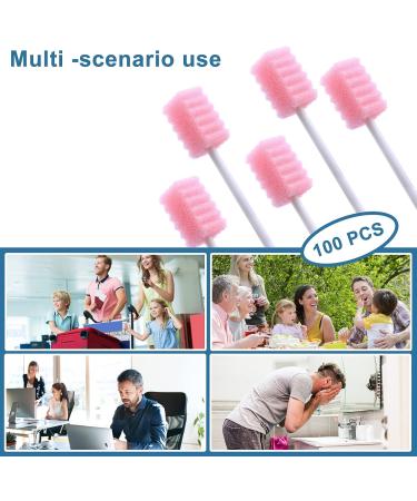 100 Pcs Disposable Mouth Swabs Sponge - Unflavored & Sterile Oral Care Swabs - Pink Tooth Shape - Buy Online on SooperMarket.com