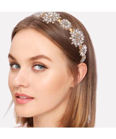 Sparkling Rhinestone Flower Crown Headband for Women & Girls - Bridal Wedding Hair Accessory - Buy Online on SooperMarket.com