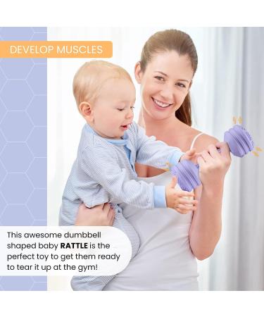 Silicone Baby Dumbbell Teether Toy - Weight Rattle Sensory Toy for Boys and Girls - Perfect Gift for Toddlers - Buy Online on SooperMarket.com
