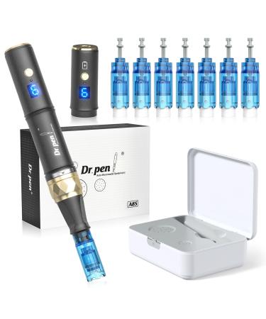 Dr.Pen Ultima A8S Microneedling Pen - double exchange head design - Professional Dermapen Microneedling for face body and hair/beard growth - including 7 cartridges - Best Gift Mother's Day Women