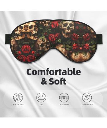 SSIMOO Skull & Red Rose Soft Sleep Eye Mask | Breathable Travel Eye Patch for Relaxation | Black - Buy Online on SooperMarket.com