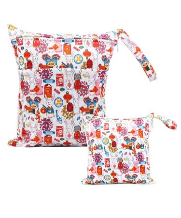 Egurs diaper bag for on the go Wetbag 1 piece large + 1 piece medium New Year's bunny