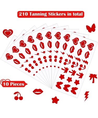 210-Piece Self-Adhesive Tanning Stickers Set - Heart, Lips, Cherry Tree Designs | Tanning Bed Salon Supplies - 7 Styles Available - Buy Online on SooperMarket.com