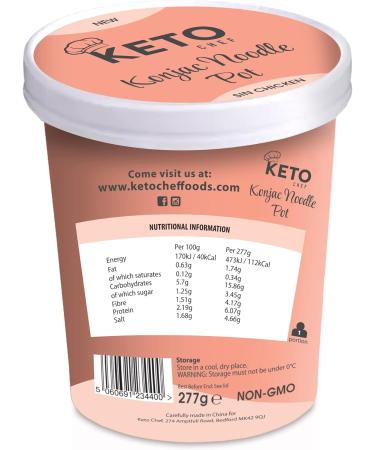 Keto Chef Vegan Konjac Noodles Pot Soup with Chicken Flavour Low in Fat Carbs & Sugar Suitable for Vegans Low Calorie Healthy Diet Meal | Ready to Eat Meal Pack of 12 (277g) No Chicken 277g (Pack of 12) - Buy Online on SooperMarket.com