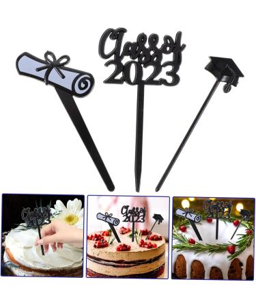 KOMBIUDA 30pcs 2023 graduation cake insert grad cake toppers graduation cupcake toppers graduation cake picks 2023 graduation party supplies cat cupcake toppers plastic paper cup graduate 7.6X4CM Black - Buy Online on SooperMarket.com