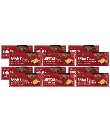 Annas Thins - Ginger Pepparkakor - 5.25 Ounce (Pack of 12) non GMO + Vegan Ginger 5.25 Ounce (Pack of 12)