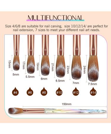 Saviland Kolinsky Acrylic Nail Brush Set - 6 PCS Professional Crystal Brushes for Acrylic Application and Nail Extension - Sizes 4/6/8/10/12/14 - Buy Online on SooperMarket.com