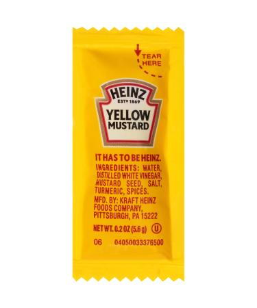 Heinz Yellow Mustard Single Serve Packets (200 ct Pack) 0.2 Ounce (Pack of 200)