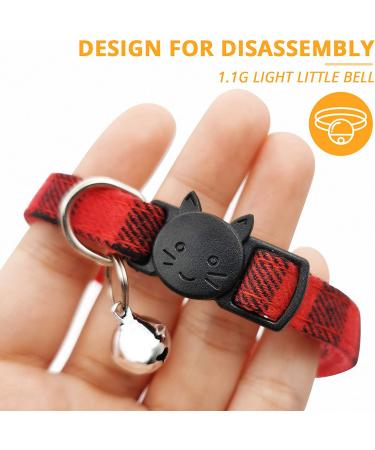 MJIYA Red Grid Dog and Cat Collar with Bell | Adjustable Plastic Buckle | Medium Size - Buy Online on SooperMarket.com