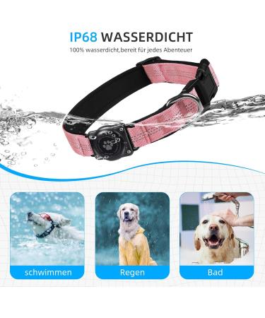 Airtag Dog Collar - IP68 Waterproof Reflective Apple AirTag Keeper for Medium-Sized Dogs (Pink S) - Durable & Stylish - Buy Online on SooperMarket.com