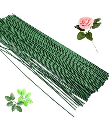 200 Pcs Floral Stem Wire 16 Inch 22 Gauge Dark Green Bouquet Stem for Flower Arrangements DIY Crafts Flower Making Supplies