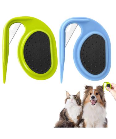 2 PCs Pet Knotting Comb Knitting Comb Pet Cat Kamm Dog Dog Pet Hair removal Bush for removing matters of matted hair (blue+green)
