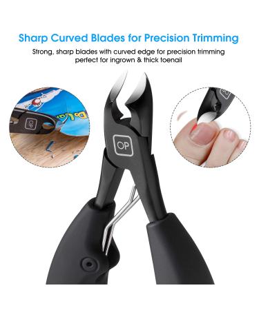 opove X5 Black Heavy Duty Toenail Clippers for Thick Ingrown Nails - Precision Nail Scissors with Super Sharp Curved Blade - Professional Grooming Tool - Buy Online on SooperMarket.com