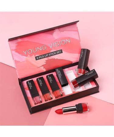 Hudhowk's 6-Part Sexy Lipstick Set | Long-Lasting Matte Velvet | Waterproof & Moisturizing | Non-Stick Lipsticks for All-Day Wear - Buy Online on SooperMarket.com