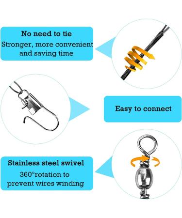 Giak Steel Front Stainless Steel Leaders with Carabiner Hook - 72 PCs for Predatory Fish | 15/20/25 cm - Durable Fishing Gear - Buy Online on SooperMarket.com