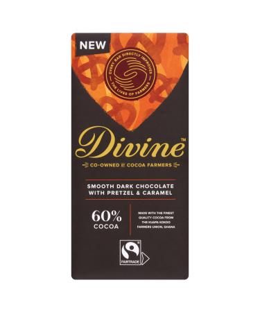 Divine 60% Dark Chocolate with Pretzel & Caramel 90g Dark Pretzel & Caramel