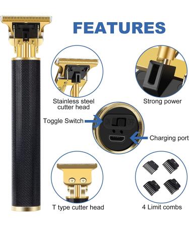 YOGINGO Professional Hair Trimmer for Men - USB Cordless Rechargeable Grooming Kit - Zero Gapped Beard Trimmer and Baldhead Shaver - Black - Buy Online on SooperMarket.com