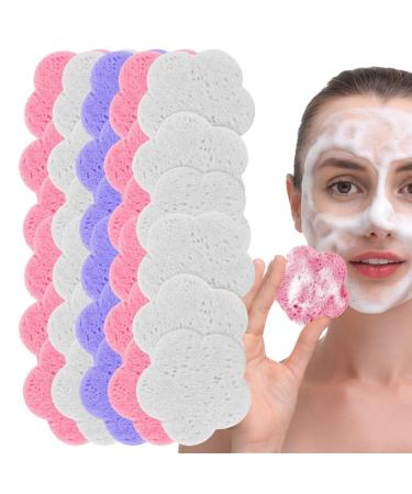 Face Scrubber Pads | Face Cleansing Pads for Women Gentle Makeup Removal Pads Skin-Friendly Soft Facial Cleansing Sponges With Flower Shape for Daily Life