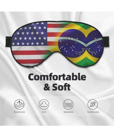 SSIMOO American & Brazilian Flags Soft Sleep Eye Mask - Breathable Eye Patch for Travel & Relaxation | Perfect for Females - Buy Online on SooperMarket.com