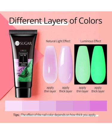 Ur Sugar PolyGel Set - Cat Eye Magnet Poly Extension Gel | 6 Colors 15ml | Pink Glitter Shines in the Dark - Nail Extension Builder Gel - Buy Online on SooperMarket.com