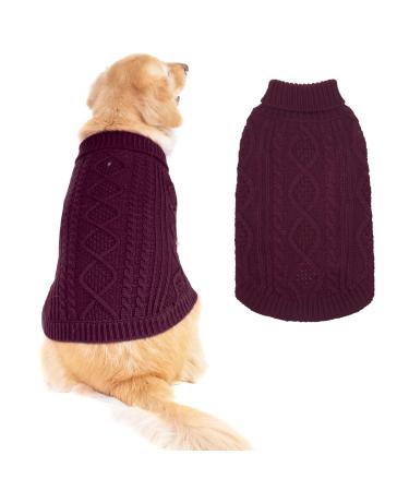 Bingpet turtleneck knitted sweater dog - classic braid pattern dog Pullover coat warm pet winter clothing outfits for dogs cats in the cold season small/medium (pack of 1) violet