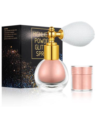 AOOWU Glitter Powder Spray Shiny Body Glitter Spray for Women Highlighter Loose Powder Spray Shimmer Sparkle Powder Makeup Spray for Body Hair Face and Clothing Pink
