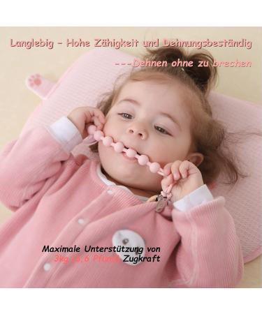 Silicone Pacifier Chain 2-Pack | Durable Soft & Flexible | Keeps Pacifiers Clean | Perfect for Boys & Girls - 2 Pink - Buy Online on SooperMarket.com