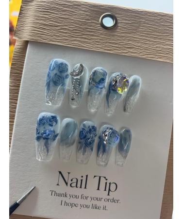 Handmade armor wearing and hand drawn glitter diamond detachable fake nails (Size : S) - Buy Online on SooperMarket.com