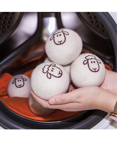 Dryer Balls Pack of 6 New Zealand Wool Dryer Balls Antistatic and Wrapping Handmade Sheep Head Pattern Dryer Balls for Tumble Dryers Shorten Drying Time - Buy Online on SooperMarket.com