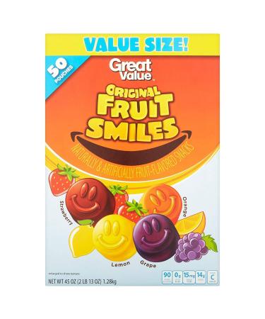 Great Value Original Fruit Smiles Fruit Snacks, 45 oz(50 Pouches) 1